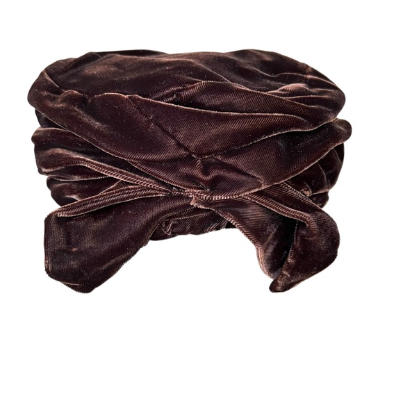 Rare Brown Velvet Turban Union Made in USA 40's - 50's - Picture 3 of 15